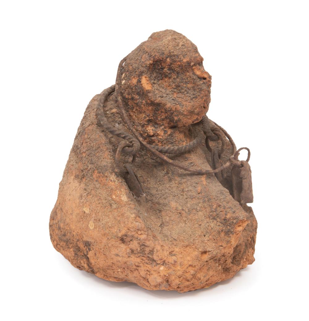 Appraisal: African Stone Figure with Iron Necklaces Mali probably Dogon h