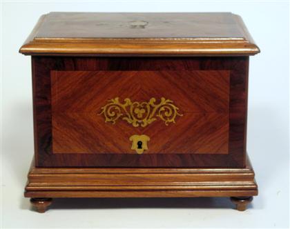 Appraisal: French kingwood rosewood and brass inlaid cigar case The quarter