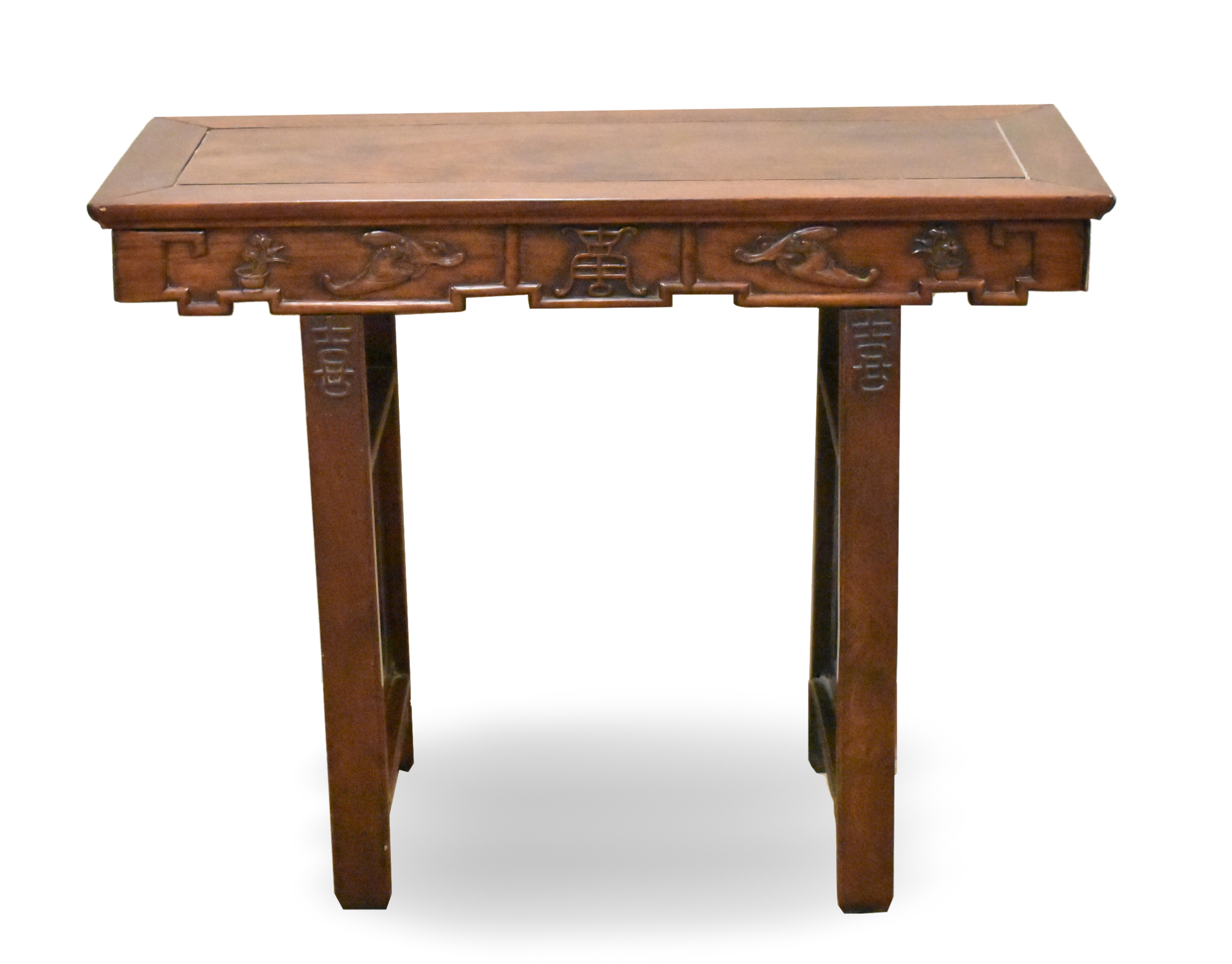 Appraisal: A Chinese hardwood altar table the single panel top set