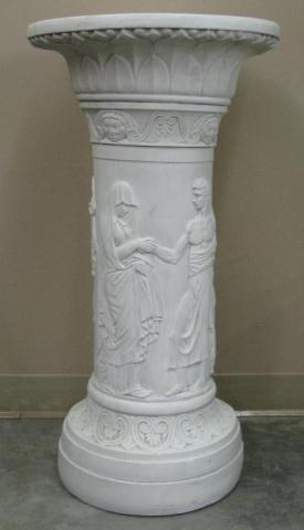 Appraisal: Classic Style White Porcelain Pedestal depicting mythical figures '' high