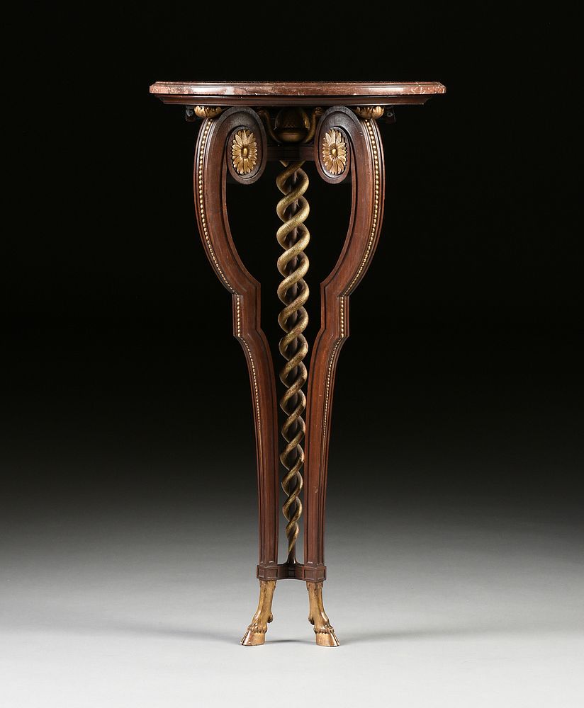 Appraisal: AN ELEGANT NEOCLASSICAL REVIVAL PARCEL-GILT AND CARVED MAHOGANY CONSOLE STAND