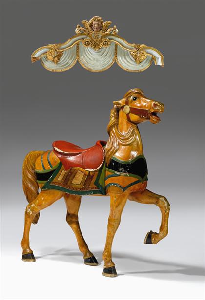 Appraisal: Carved and painted carousel stander horse and swag ornament attributed