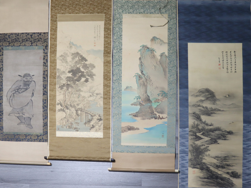 Appraisal: JAPANESE SCROLL PAINTINGS Includes a signed Japanese scroll painting of