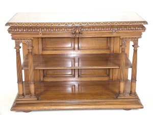 Appraisal: A French walnut three tier buffet th century of rectangular