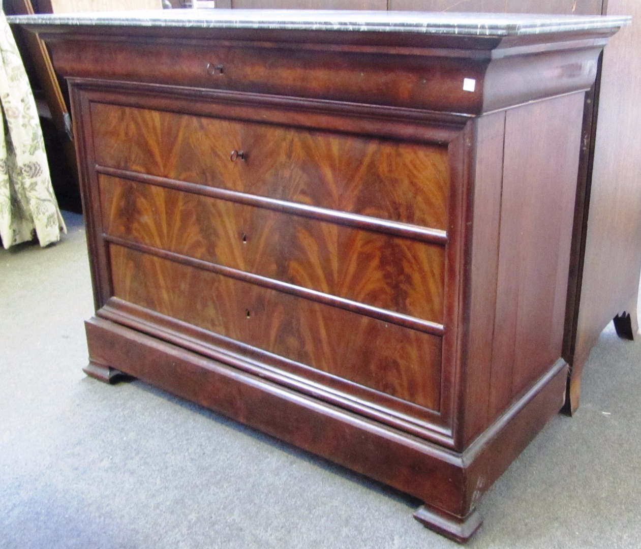 Appraisal: A th century French commode the marble top over a