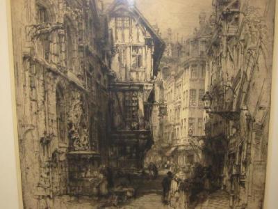 Appraisal: HEDLEY FITTON Street Scene etching signed in pencil x ebonised