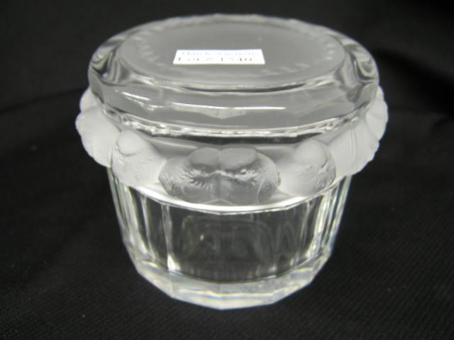 Appraisal: Lalique French Crystal Dresser Box frosted bird decor diameter excellent