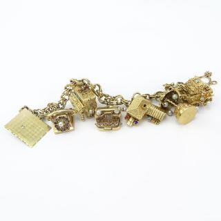 Appraisal: Vintage Heavy Karat Yellow Gold Charm Bracelet with Seven Charms