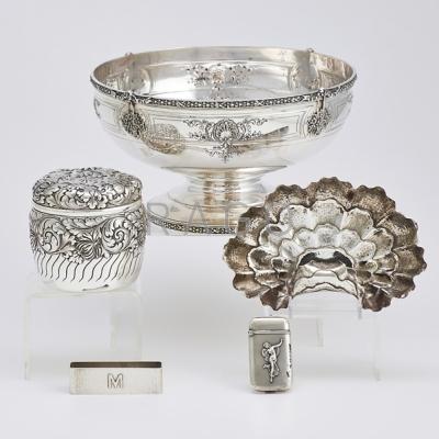 Appraisal: AMERICAN ORNATE SILVER HOLLOWARE AND ACCESSORIES Whiting A repouss tea