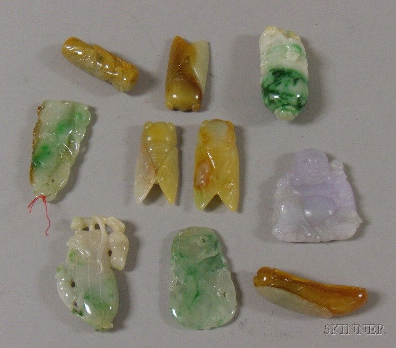 Appraisal: Ten Assorted Carved Jade Pendant and Other Items of various