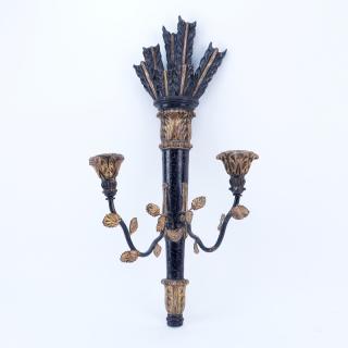 Appraisal: Italian Neoclassical Style Parcel-Giltwood and Metal Two Arm Wall Sconce