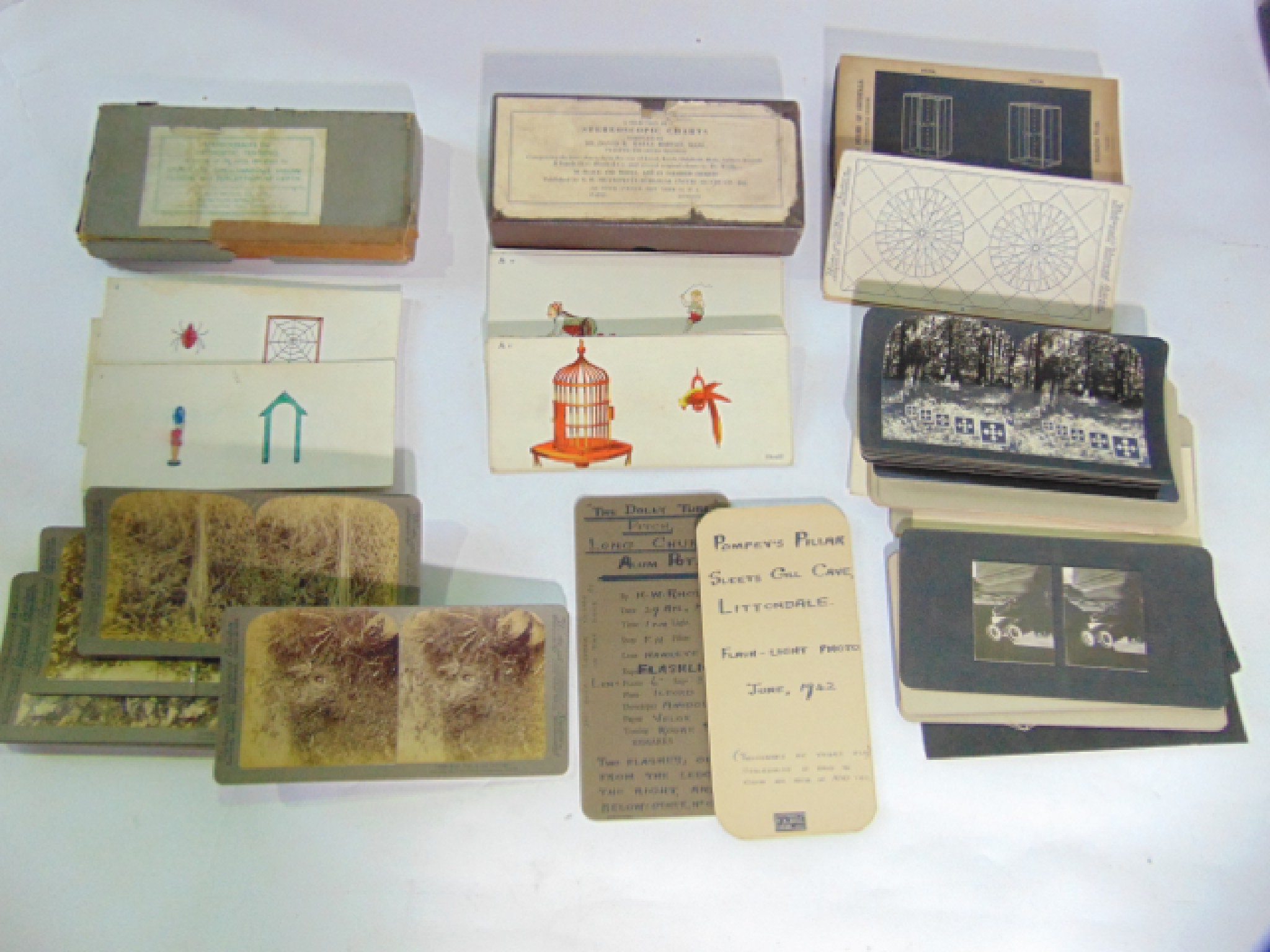 Appraisal: A collection of twelve antique photographic stereoscopic slides each marked