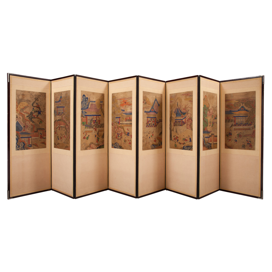 Appraisal: Korean Eight-Panel Screen th Century Depicting boys playing in various