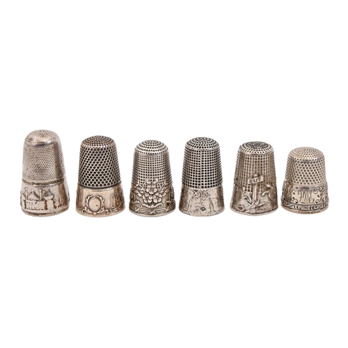 Appraisal: Six silver thimbles French and probably so late th c