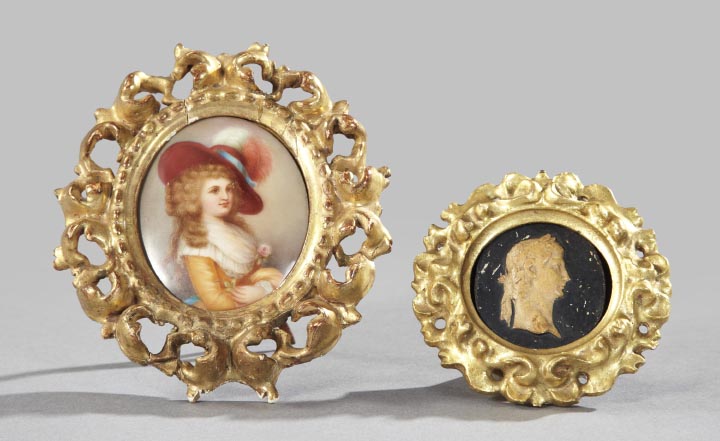 Appraisal: Group of Two Continental Portrait Miniatures consisting of a good