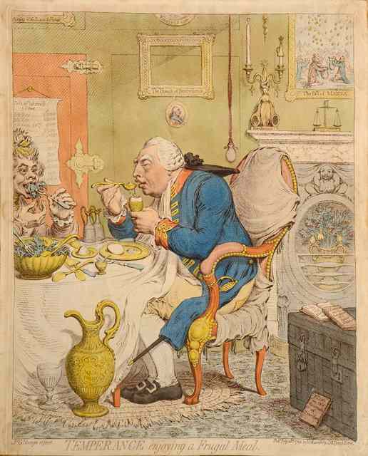 Appraisal: James Gillray - 'Temperance Enjoying a Frugal Meal' etching with