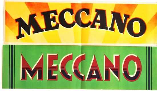 Appraisal: TWO MECCANO BANNER POSTERS one orange and yellow sunbeam streaks