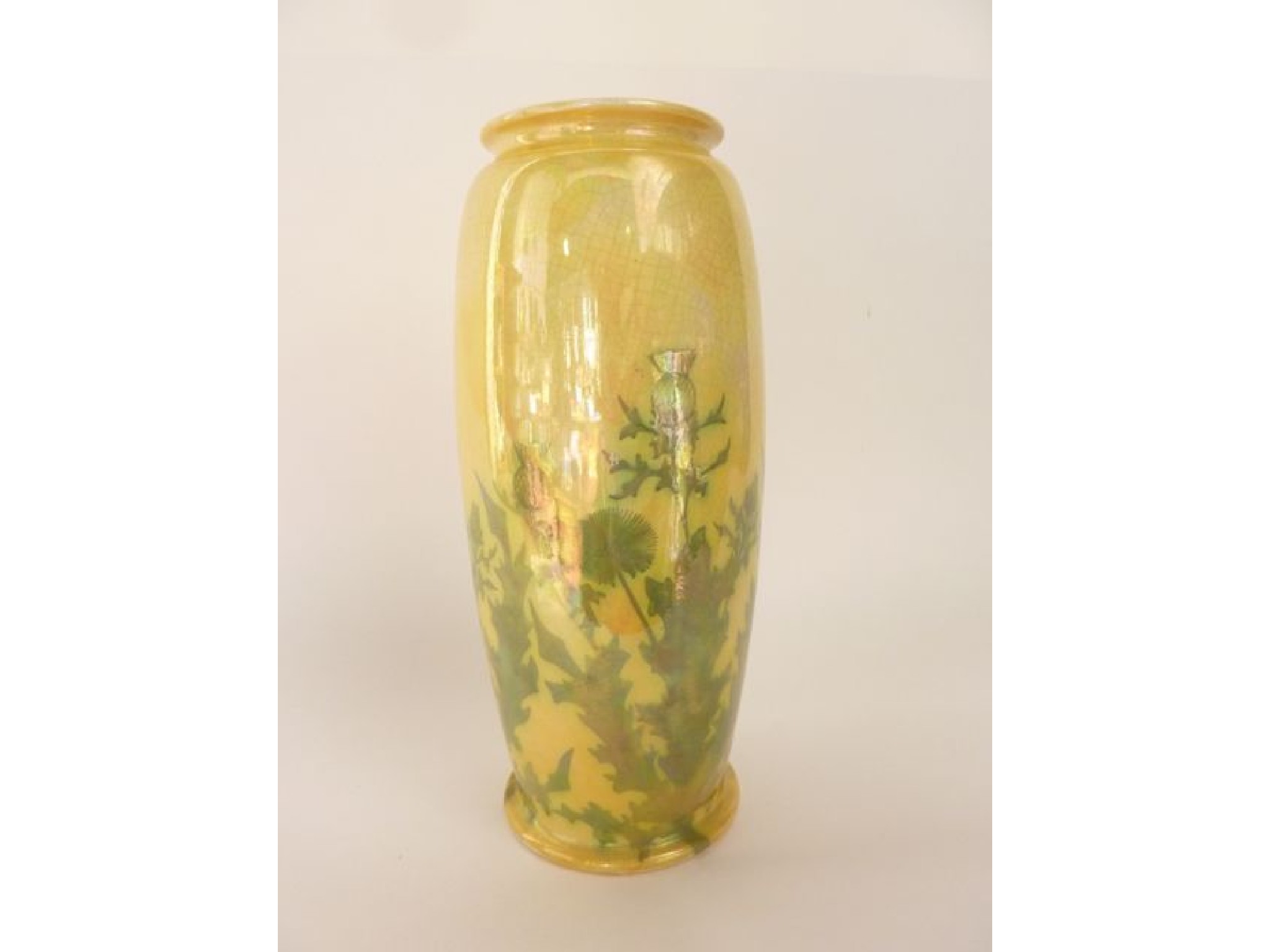 Appraisal: An early th century Ruskin vase of curved cylindrical form