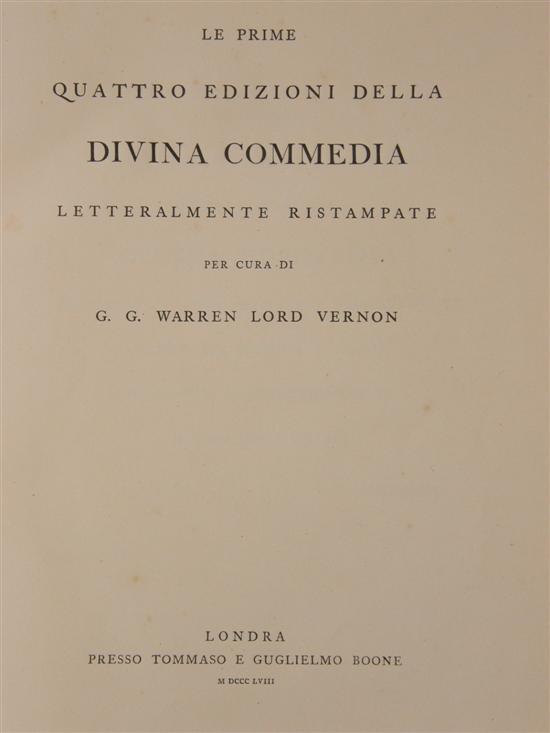 Appraisal: Vernon G G W Le prime quattro edizioni della Divina