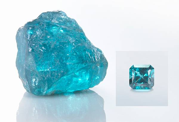 Appraisal: Apatite Rough and Cut Madagascar Most apatite rough of this