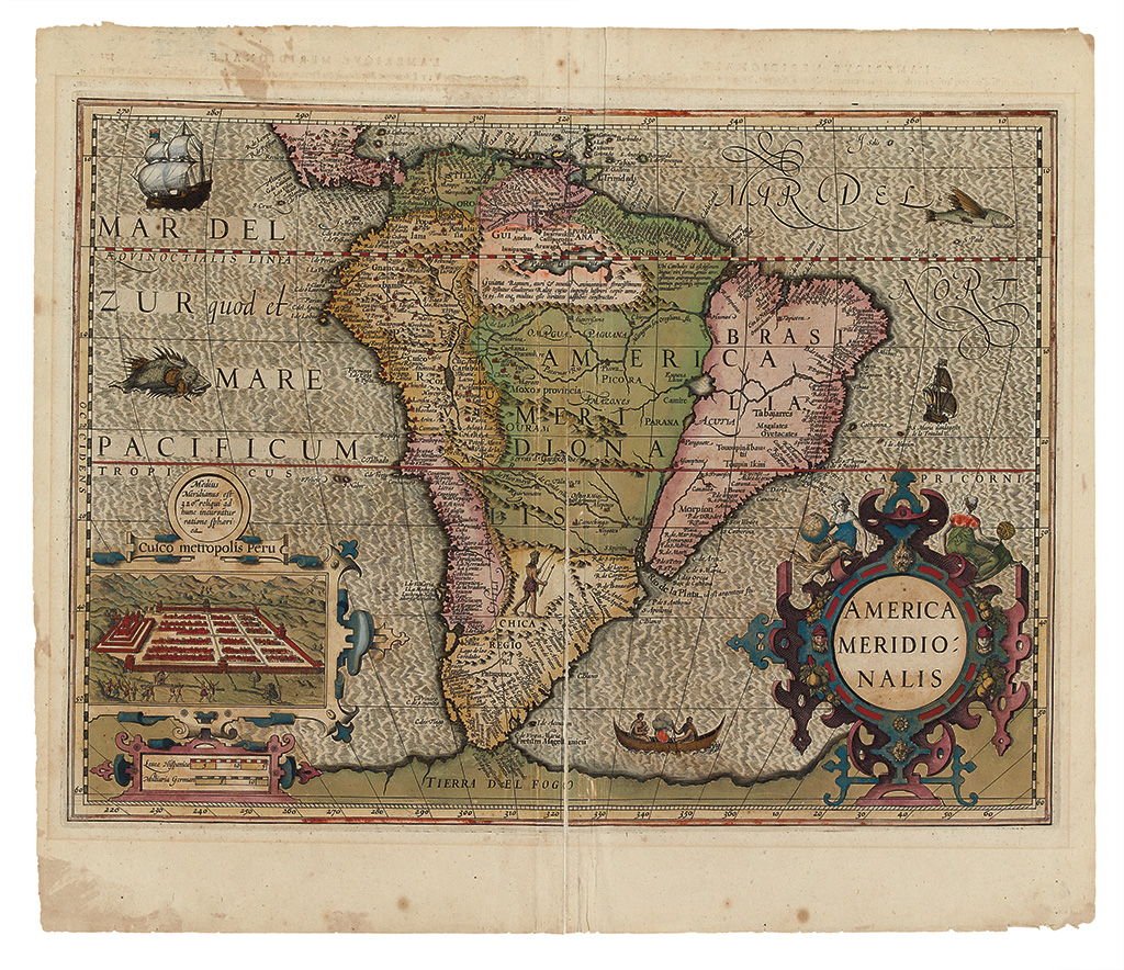 Appraisal: MERCATOR GERARD and HONDIUS JODOCUS Americae Meridionalis Double-page engraved map