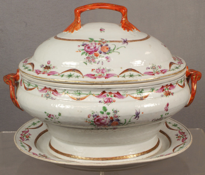 Appraisal: Chinese export porcelain Famille Rose lg tureen w undertray from