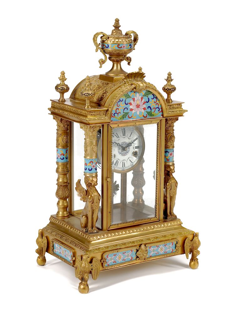 Appraisal: A Louis XVI Style Gilt Bronze and Cloisonn Mantel Clock