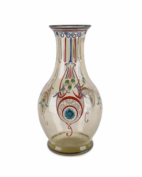 Appraisal: Enameled decorated vase signed Schneider h