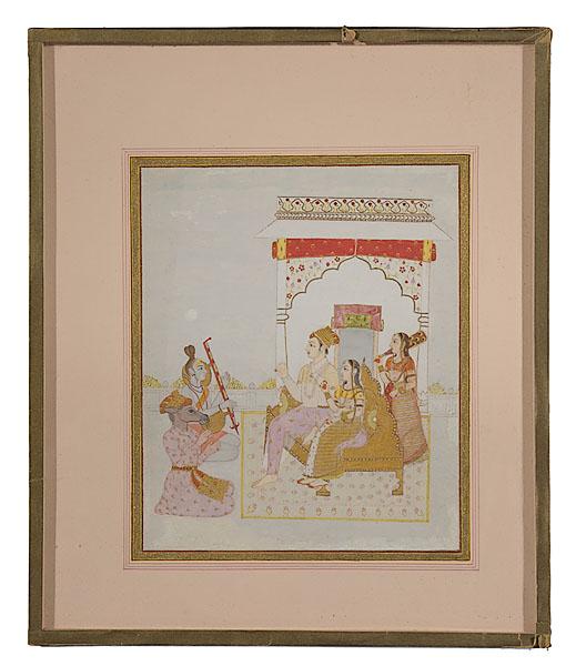 Appraisal: INDIAN MUGHAL SCHOOL MINIATURE possibly th century gouache and gilt