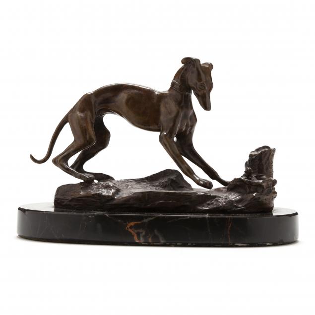 Appraisal: AFTER PIERRE-JULES M NE FRENCH - BRONZE WHIPPET PLAYING WITH