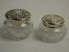 Appraisal: DRESSER JARS - Two round clear cut glass sterling topped