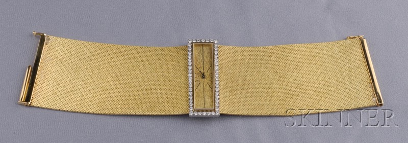 Appraisal: Lady's kt Gold and Diamond Wristwatch France retailed by Neiman