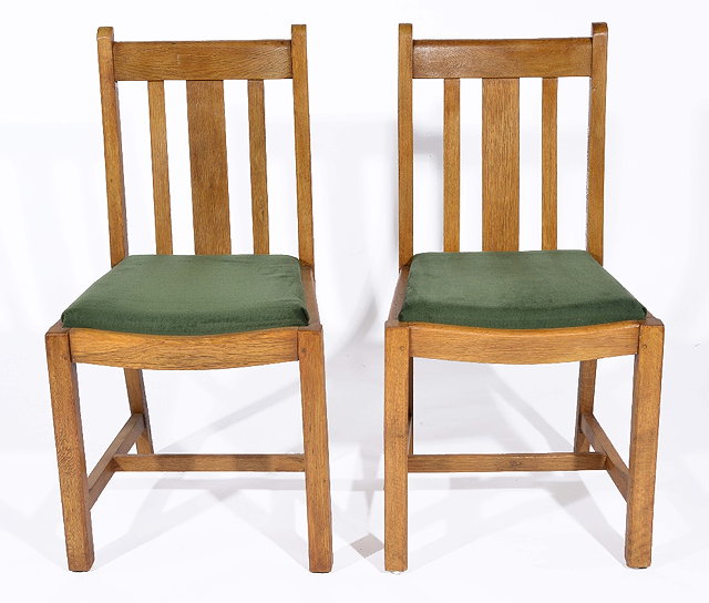 Appraisal: Set of six Heals oak dining chairscirca from the catalogue