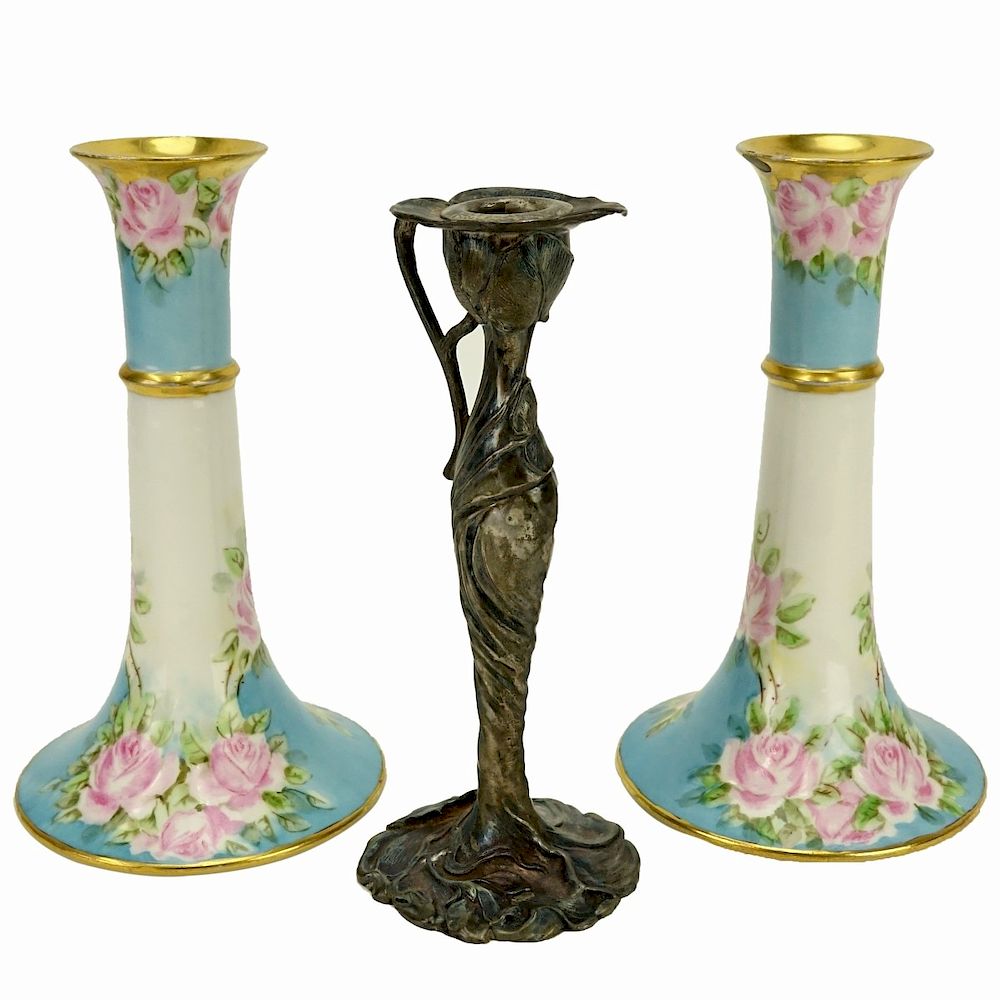 Appraisal: Grouping of Three Pair of Limoges Porcelain Grouping of Three