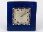 Appraisal: A French hallmarked silver and lapis lazuli clock with gold