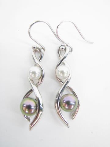 Appraisal: Majorica sterling and pearl free form dangle earrings in original