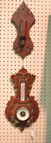 Appraisal: Two Victorian wall accessories both walnut including carved match holder