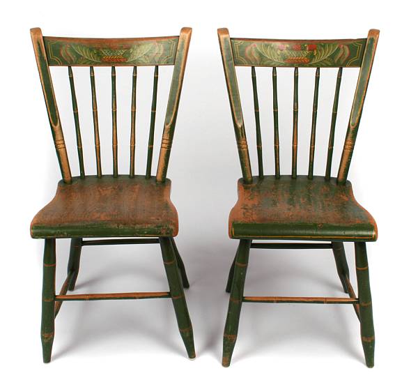 Appraisal: A set of six American green painted chairs height in