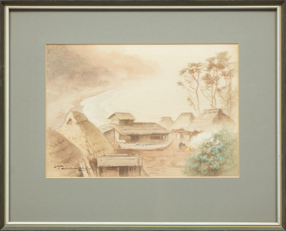 Appraisal: Asian School th c paintings incl Dwellings by the Shore