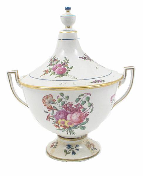 Appraisal: A Continental floral painted and porcelain covered tureen first half