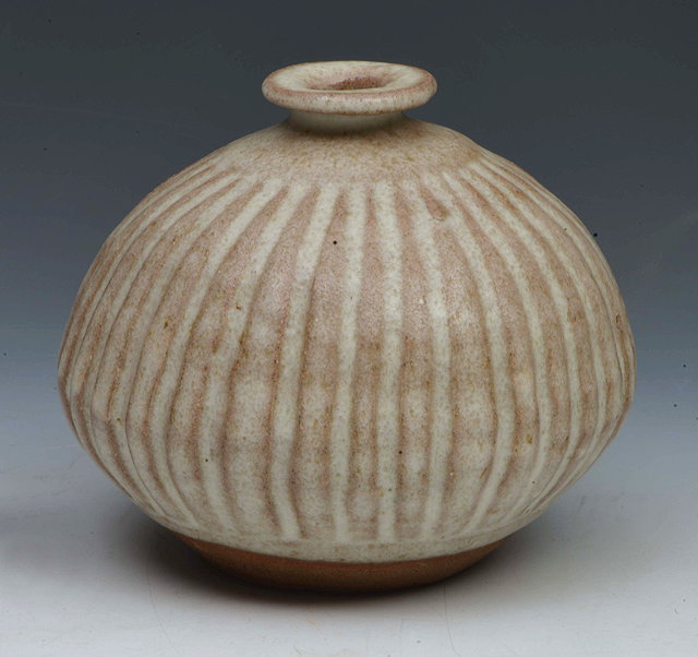 Appraisal: Katherine Pleydell-Bouverie British - Vase white glaze incised patterningimpressed potter's