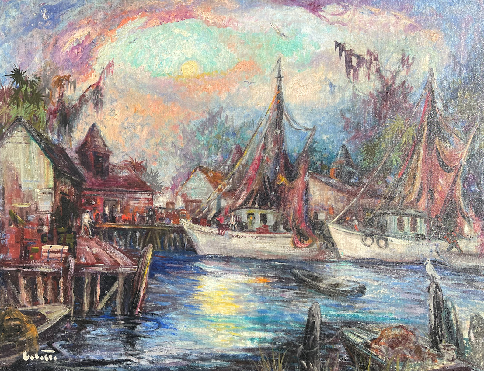 Appraisal: HELDNER Colette Pope American - Shrimp Boats Saint Augustine Florida