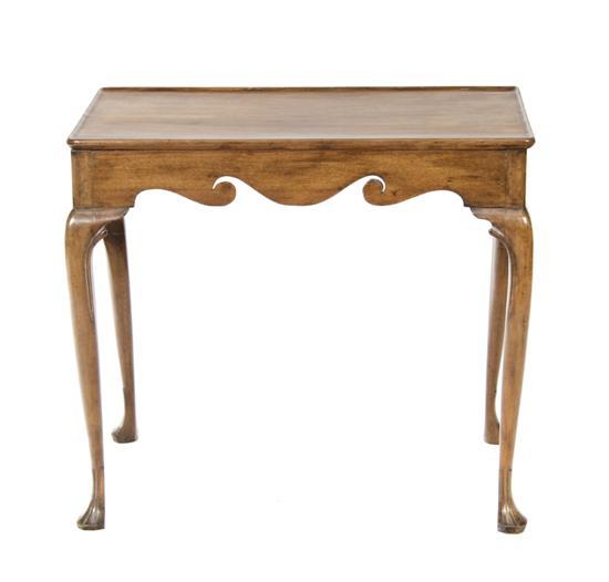 Appraisal: Queen Anne Style Walnut Side Table having a rectangular dished