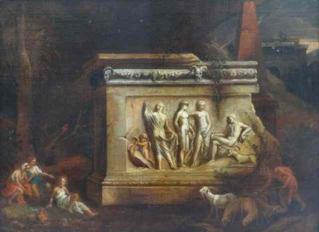 Appraisal: th C Neoclassical O C with Ruins and Figures Unsigned