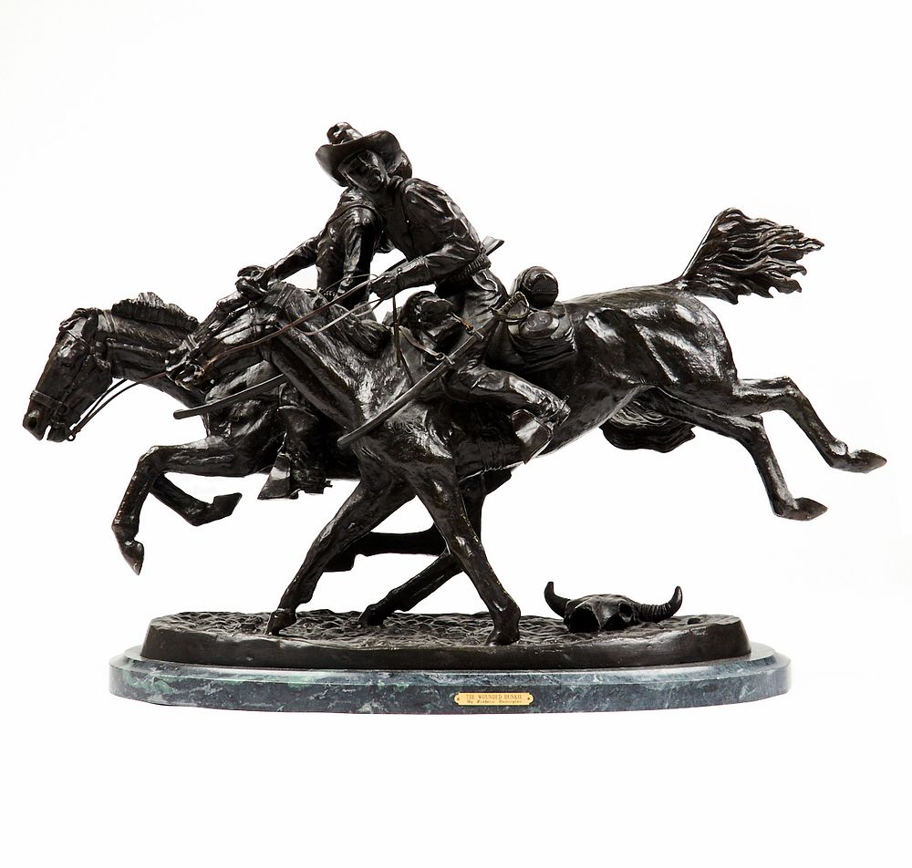 Appraisal: Frederic Remington The Wounded Bunkie Bronze Sculpture Frederic Sackrider Remington