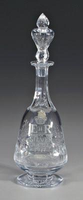 Appraisal: Thomas Webb commemorative decanter intaglio cut and engraved glass crown