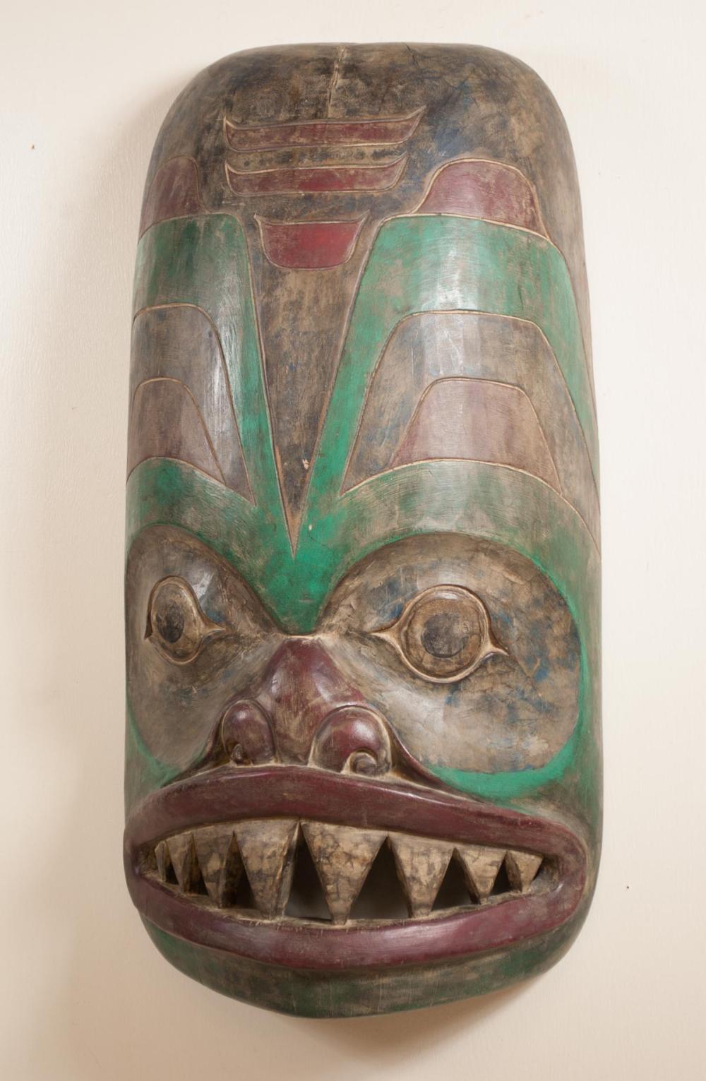 Appraisal: LARGE CARVED AND PAINTED WOOD SPIRIT MASK Northwest Coastal Indian