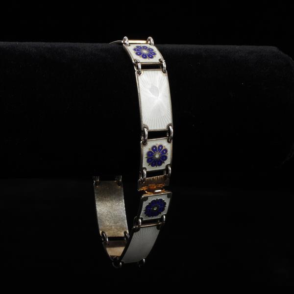 Appraisal: David Andersen Norway Sterling Silver Enamel Floral Bracelet dwt