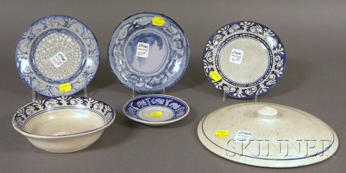 Appraisal: Six Assorted Dedham Pottery Items a Rabbit pattern bowl and