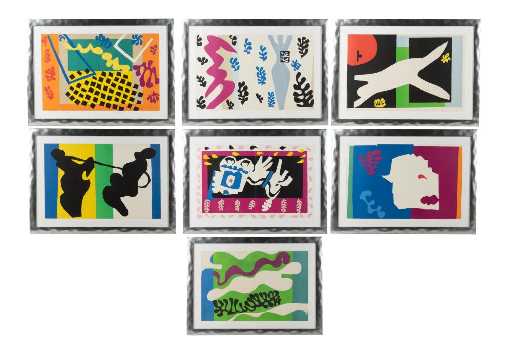 Appraisal: AFTER HENRI MATISSE - SEVEN POCHOIRS FROM 'JAZZ'from the edition